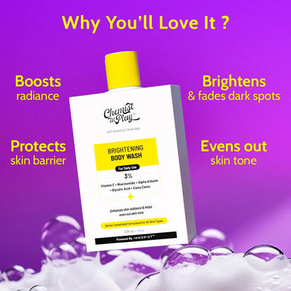Brightening Body Wash with Vitamin C & Glycolic Acid - 8Fl Oz | Helps Even Out Skin Tone