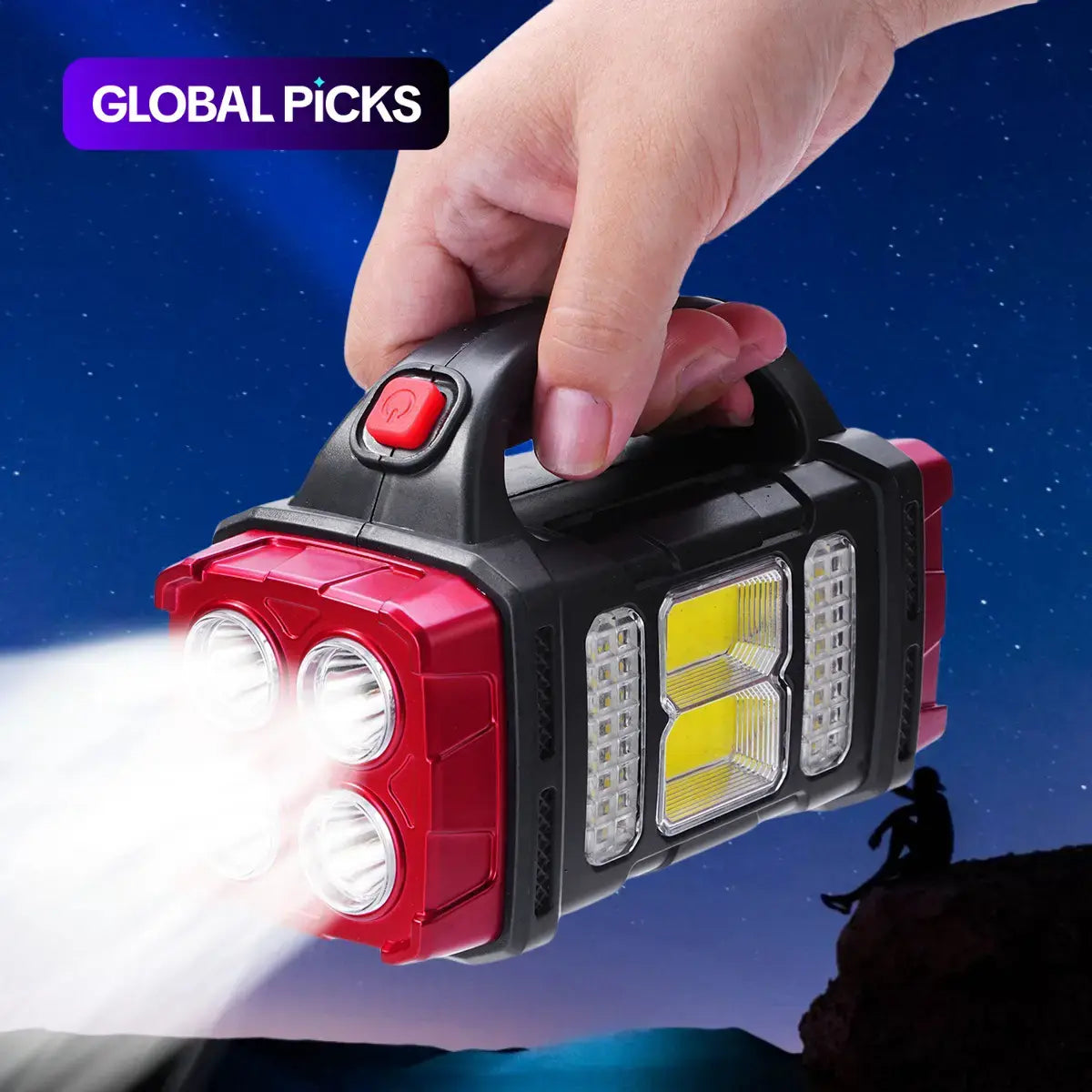 Portable Solar-Powered Camping Light, Outdoor Rechargeable LED Flashlight, Flashlight Lighting, Multifunctional Solar Hand Lamp for Camping and Hiking, Camping Accessories, Solar Camping Lights #GLOBAL PICKS