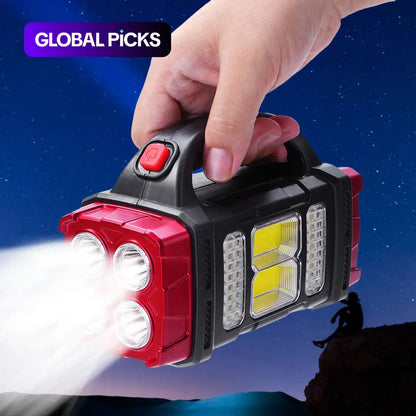 Portable Solar-Powered Camping Light, Outdoor Rechargeable LED Flashlight, Flashlight Lighting, Multifunctional Solar Hand Lamp for Camping and Hiking, Camping Accessories, Solar Camping Lights #GLOBAL PICKS