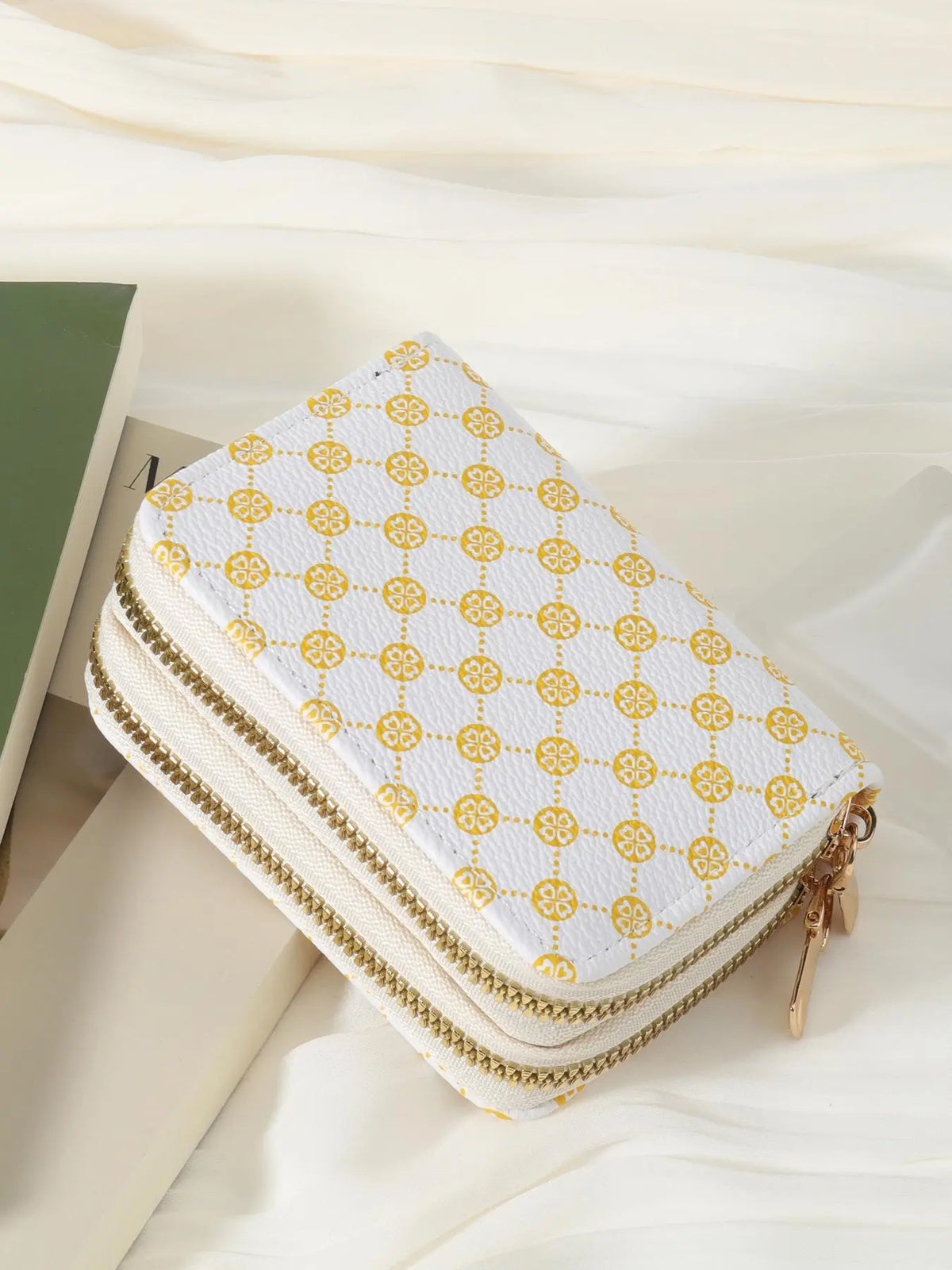 Women'S Fall Winter 2024 Retro Heart Print Double Zipper around Coin Purse for Mothers Day Gift, Simple Casual Multi-Card Card Holder, Pu Leather Credit Card Storage Bag for Outdoors & Travel