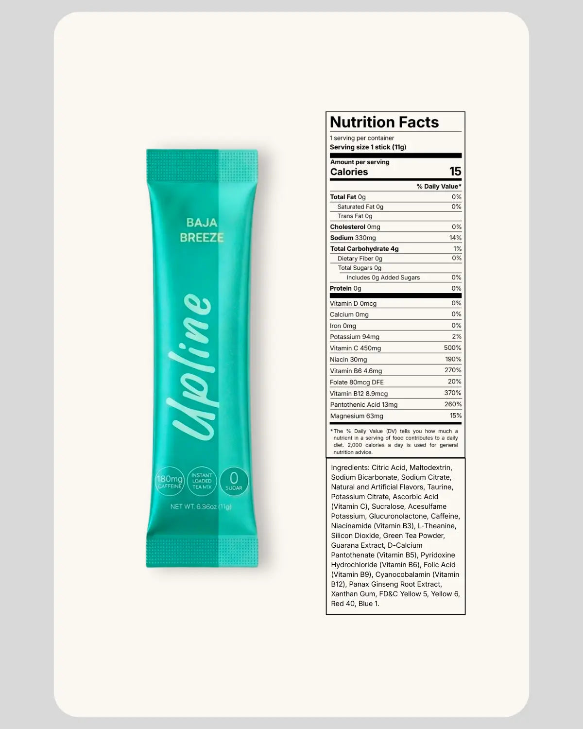 Upline Instant Loaded Tea Mix - Single Pack Multi Flavor, High Caffeine Content, Low Calorie, Low Carb, Sugar-Free, Aspartame-Free, Lightly Carbonated