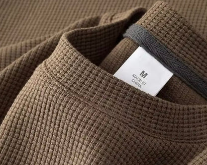 Supplier listing showing a men’s almond waffle-knit short-sleeve T-shirt