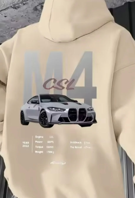 Beige M4 car graphic hoodie