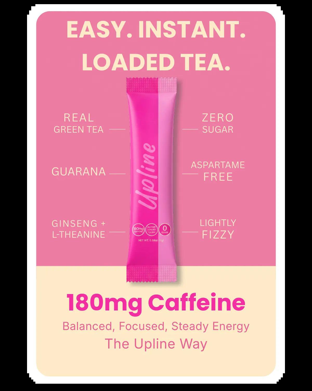 Upline Instant Loaded Tea Mix - Single Pack Multi Flavor, High Caffeine Content, Low Calorie, Low Carb, Sugar-Free, Aspartame-Free, Lightly Carbonated