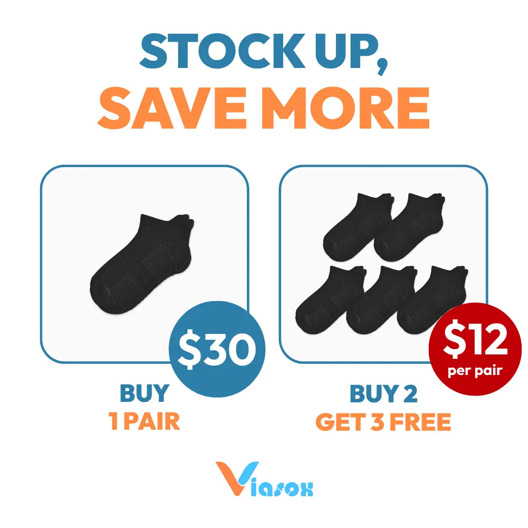 [5-Pack] Unisex Ankle Compression Socks - Viasox 14 Mmhg Uniform Compression, Bamboo Blend, Seamless, Supportive, Gentle, Moisture-Wicking, Improved Circulation, Foot Pain Relief, Less Foot Fatigue, All-Day Comfort for Exercise, Travel