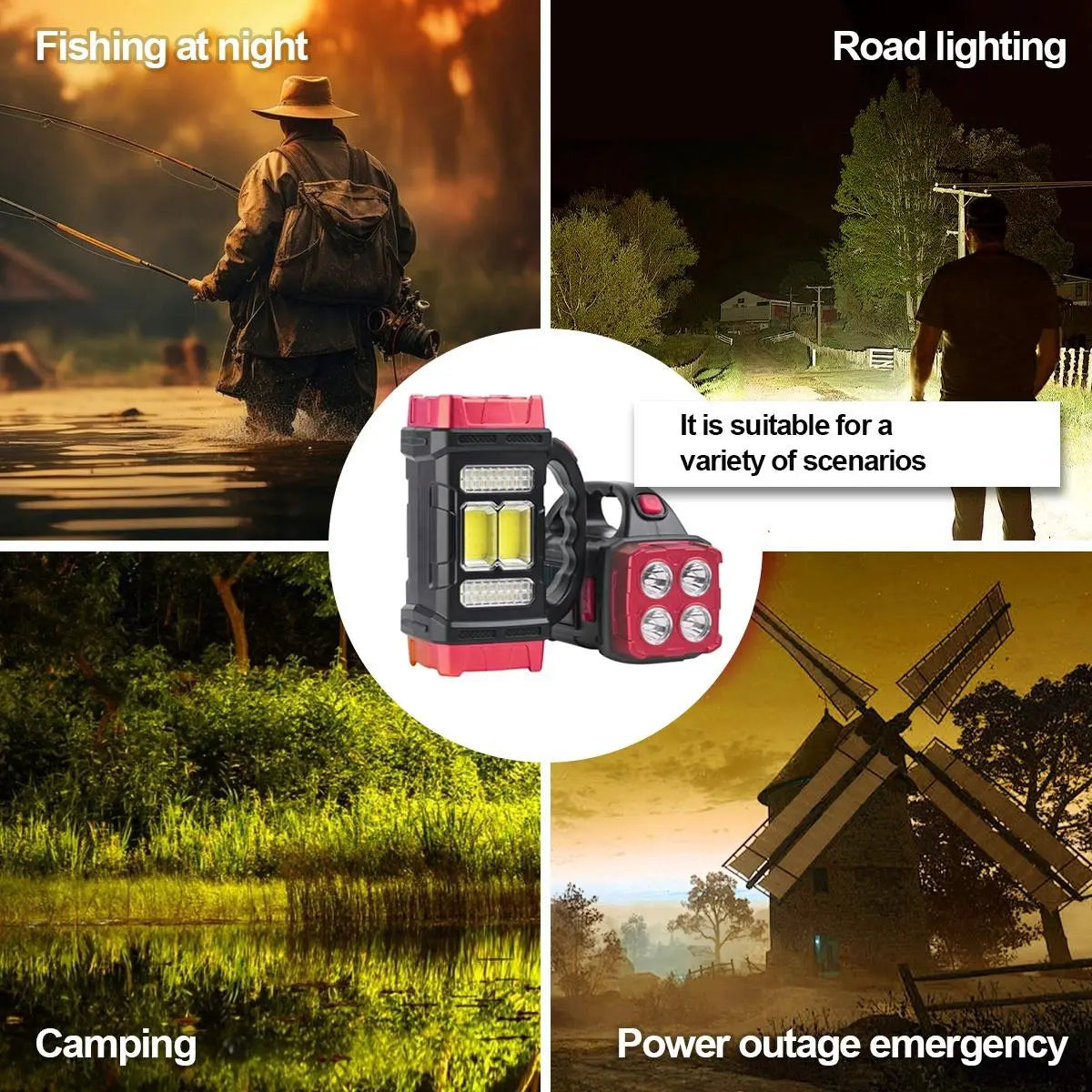 Portable Solar-Powered Camping Light, Outdoor Rechargeable LED Flashlight, Flashlight Lighting, Multifunctional Solar Hand Lamp for Camping and Hiking, Camping Accessories, Solar Camping Lights #GLOBAL PICKS